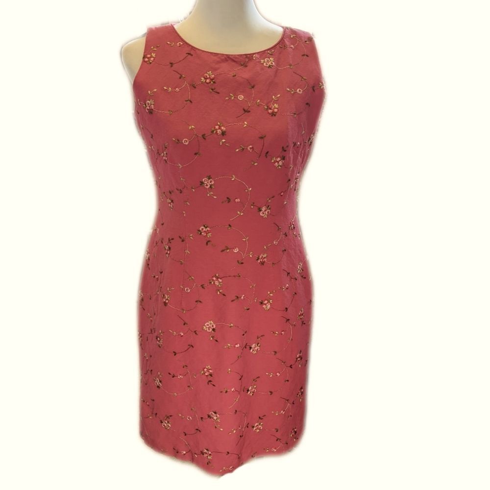 Jessica Howard linen blend raspberry pink fuschia sleeveless dress 8